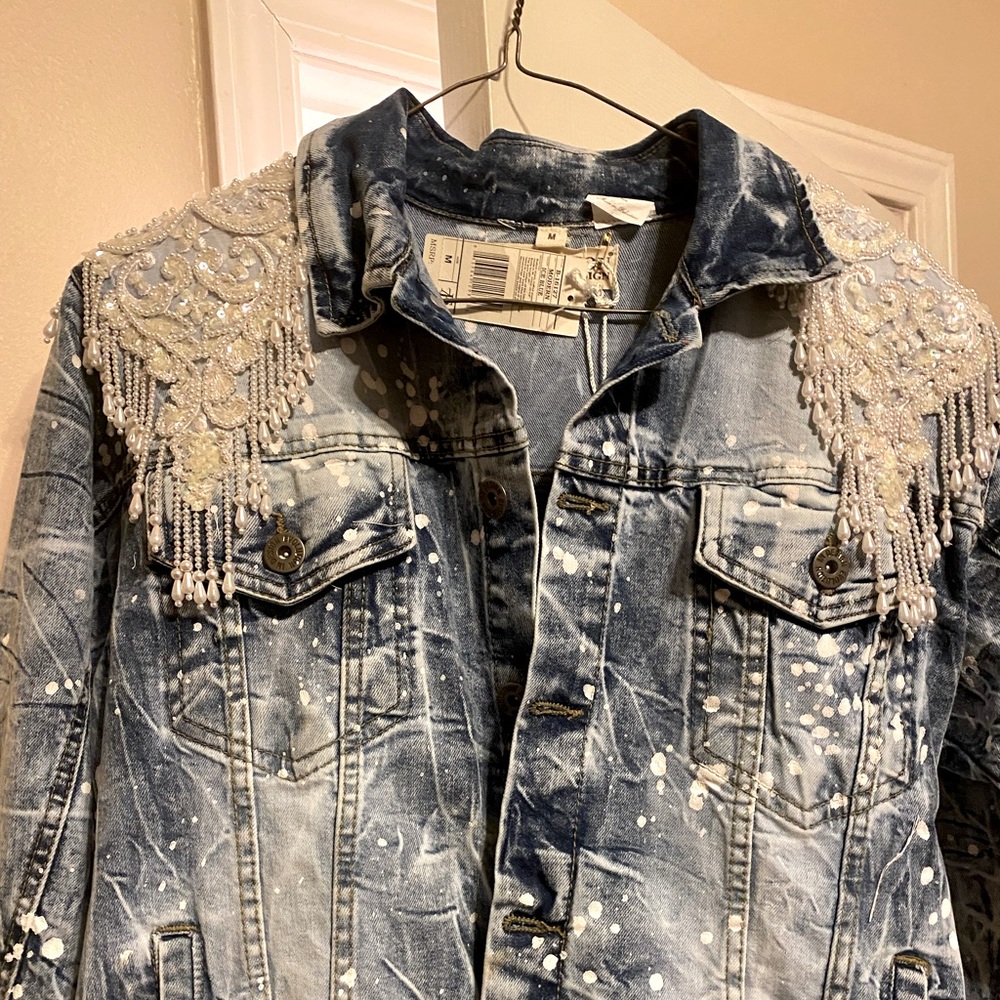 Custom Denim Jacket wedding/bride inspired Absolute amazing piece!